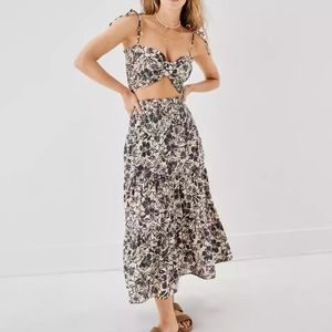AE Floral Smocked Midi Skirt